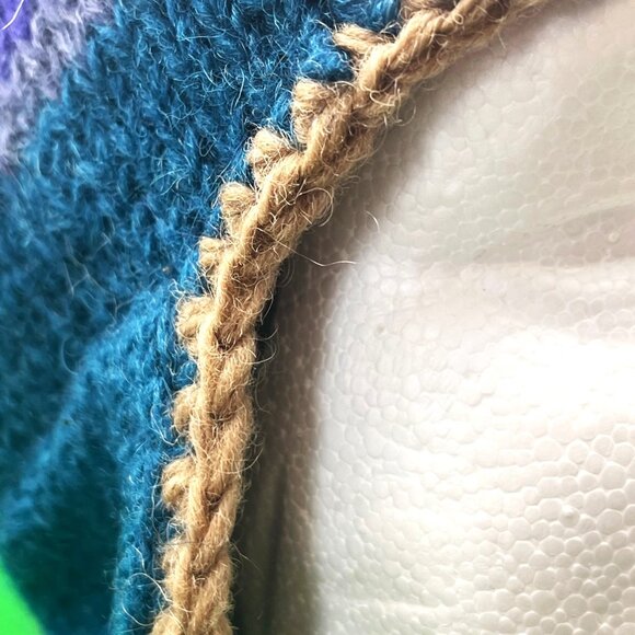 Gypsy Rose Handmade Knit Beanie Hat Chullo Fleece Lined Pom Braids Peruvian Boho - Picture 11 of 11